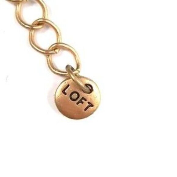 LOFT Cascading Jewel Green and Gold Tone Statement Necklace - Picture 3 of 5